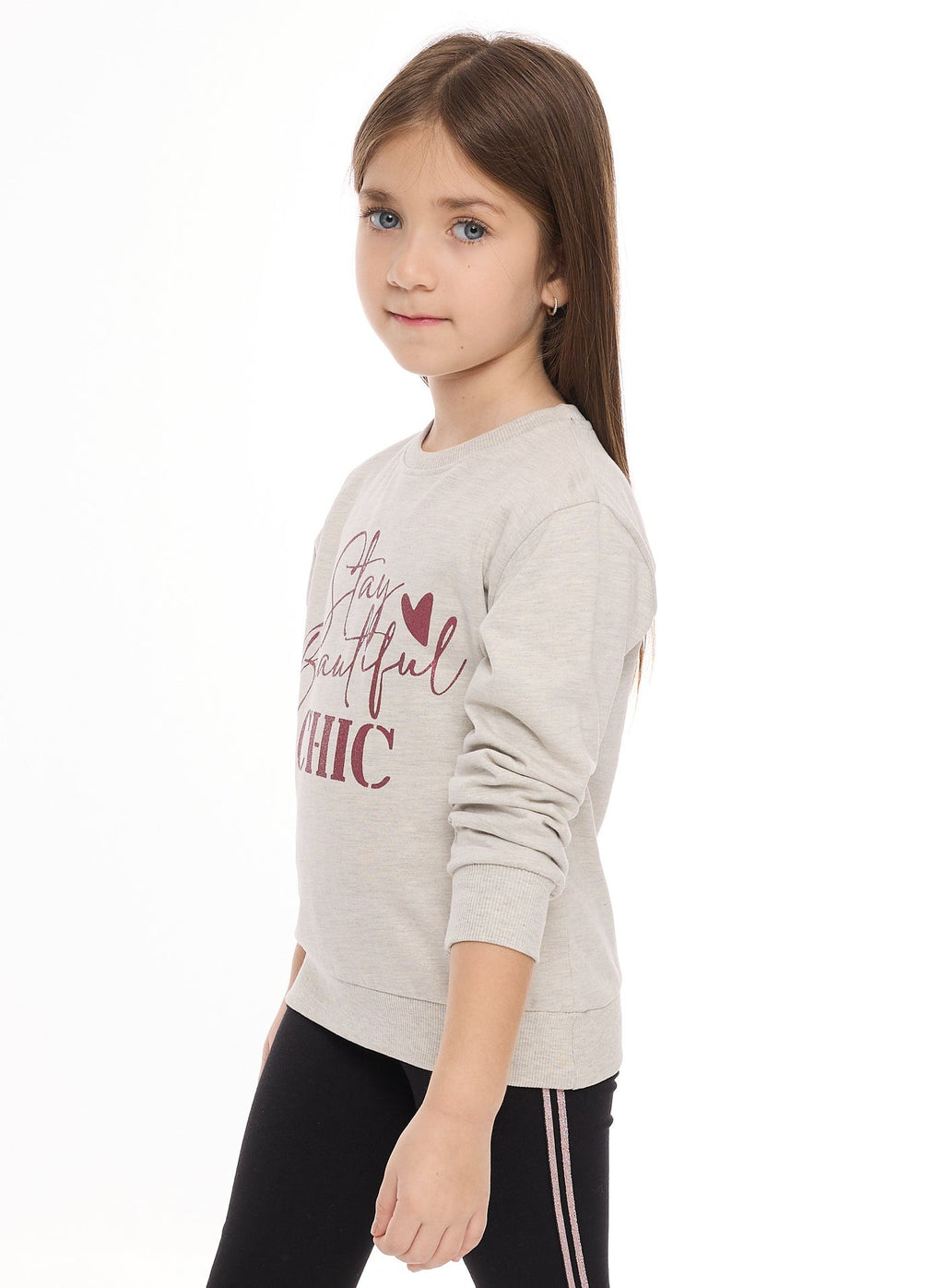 Girls Pullover - Glitter Print - Light Grey