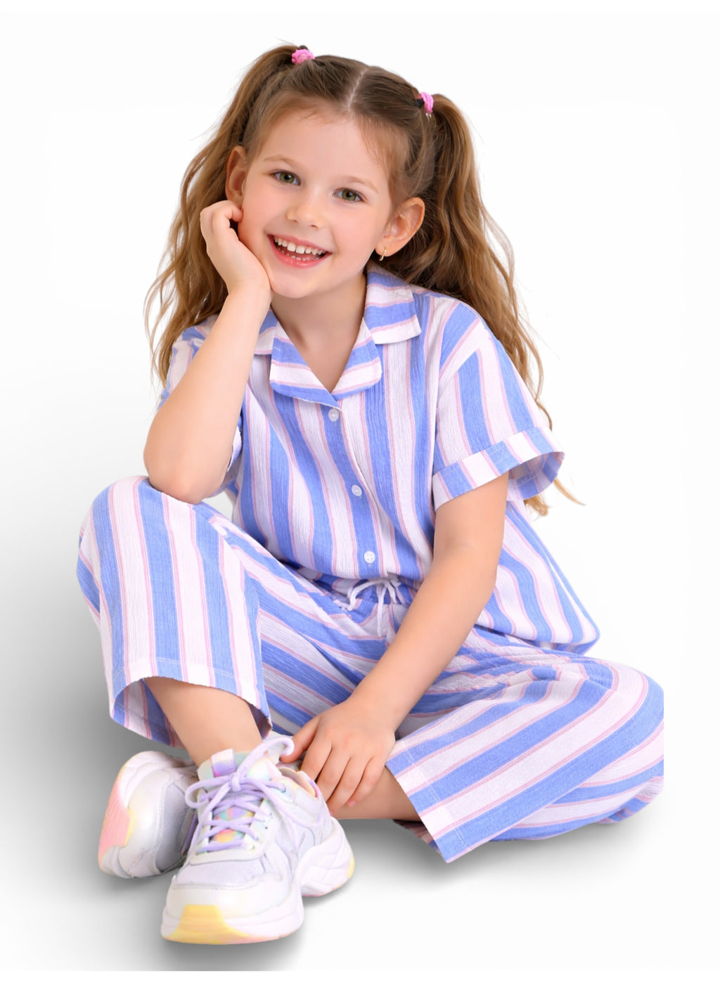 Girls Striped Shirt Pants Set