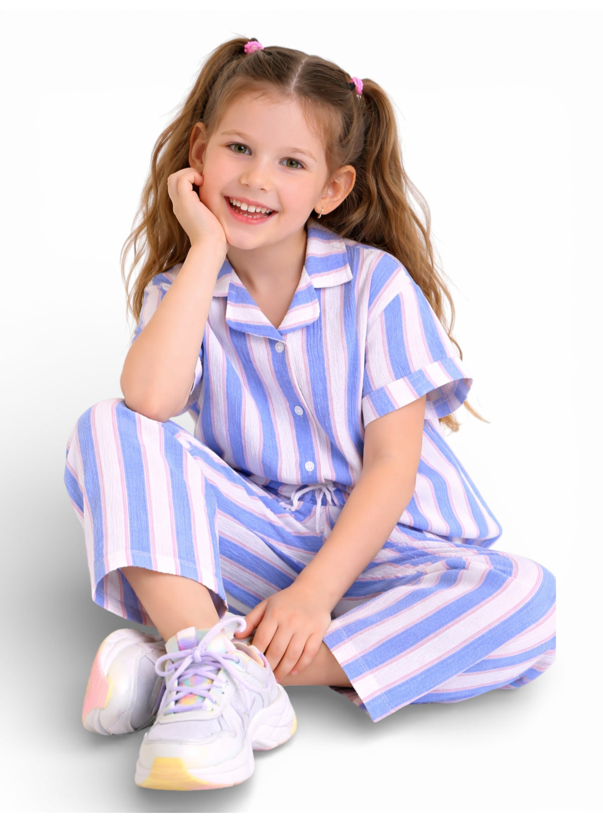 Girls Striped Shirt Pants Set