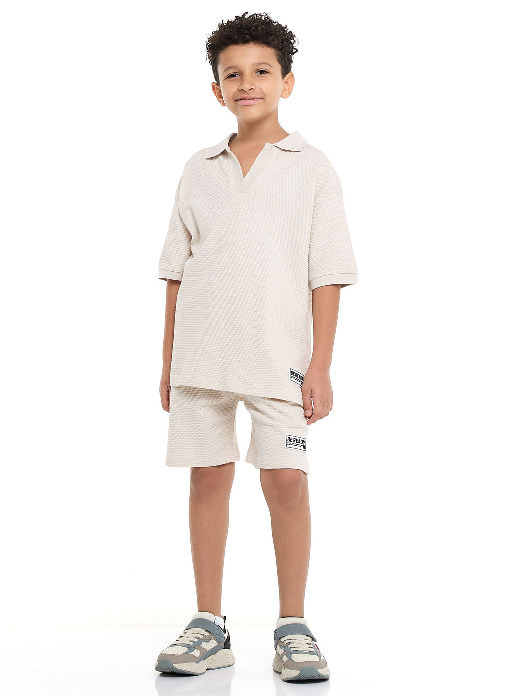 Victor And Jane Boys' Jacquard Set “ 2-Piece Outfit With Pockets, Polo T-Shirt And Shorts