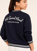 V-Neck "Anti Social Mood" Sweatshirt “ Navy | 100% Cotton Fleece |