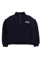 Œsports Club” Girls' Half-Zip Sweatshirt “ Navy | 100% Cotton Fleece |
