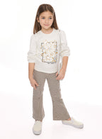 Girls 2 Pc Set - Reversible Sequins Top With Flared Leggings