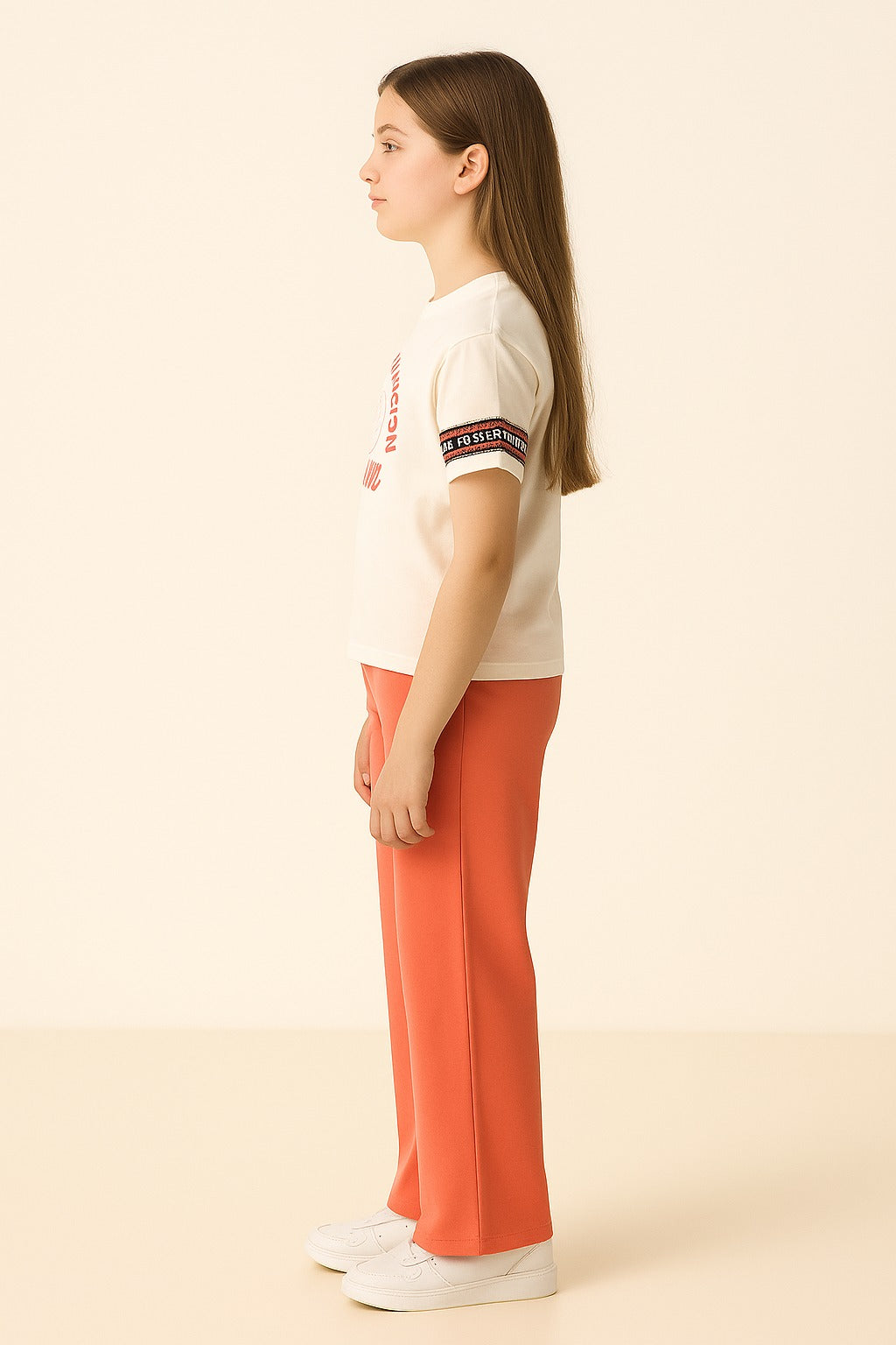 Girls' 2 Pc Set - Slogan Print Top With Matching Bottom “ Stylish And Comfortable - Relaxed Fit