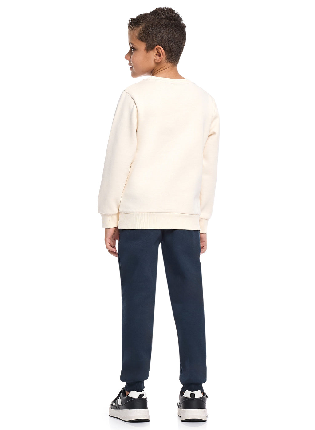 Victor And Jane Basketball League Printed Full Sleeves Sweatshirt And Joggers Set - White/Blue