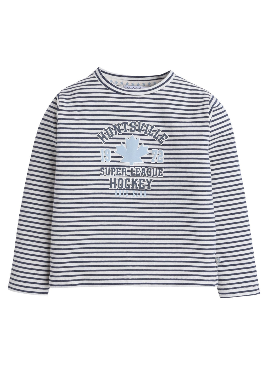 Dirkje Cotton Super Hockey League Patched Printed & Striped Bomber Jacket With T-Shirt And Joggers Set - White/Blue