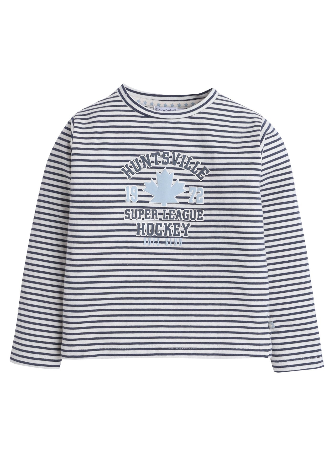 Dirkje Cotton Super Hockey League Patched Printed & Striped Bomber Jacket With T-Shirt And Joggers Set - White/Blue