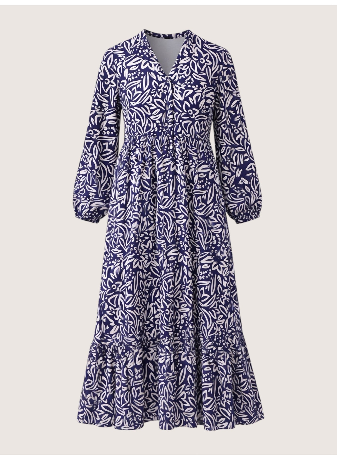 Floral Maxi Dress With Button Front