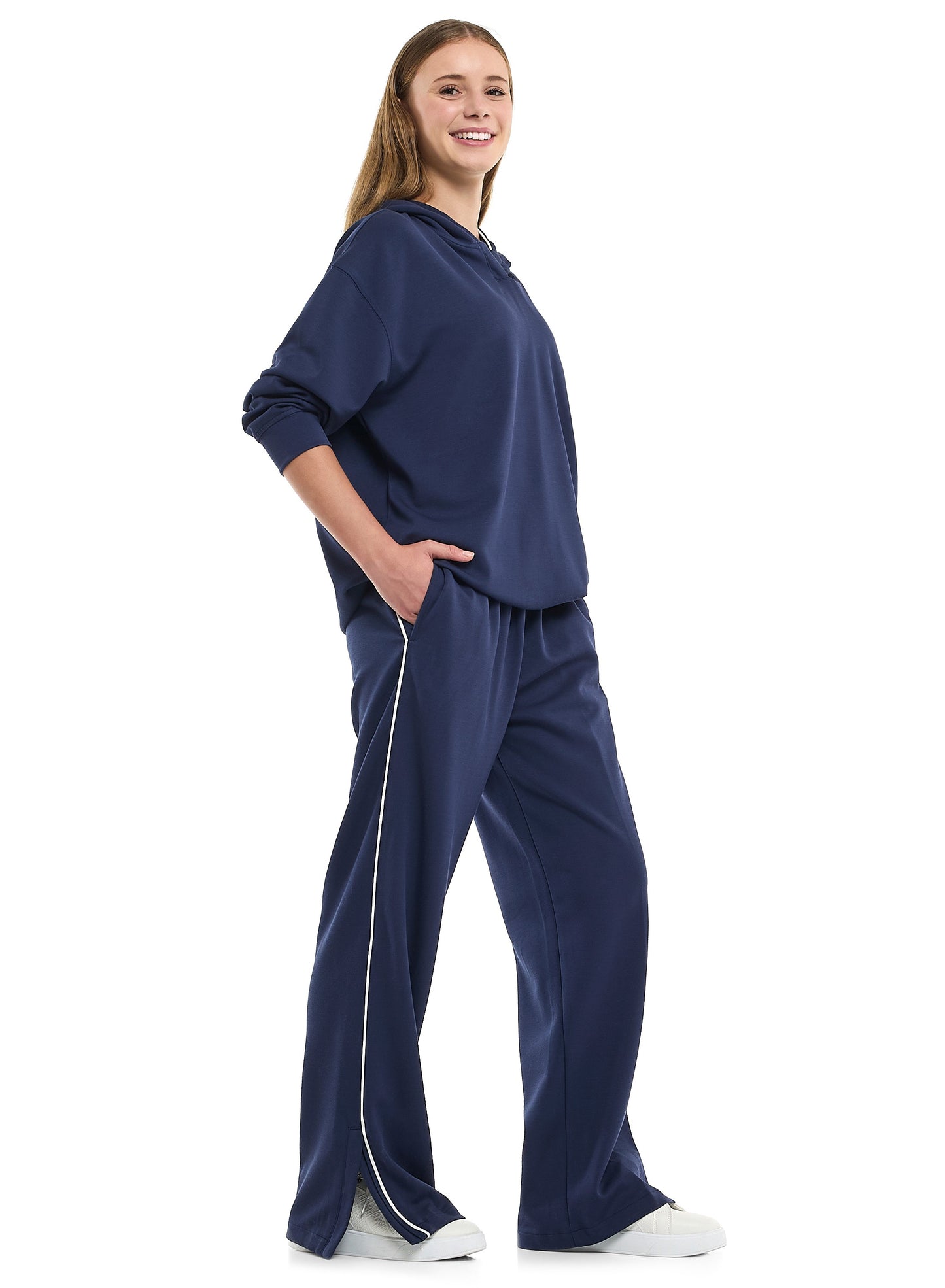 Ladies’ Navy Wide-Leg Pants & Hoodie Set