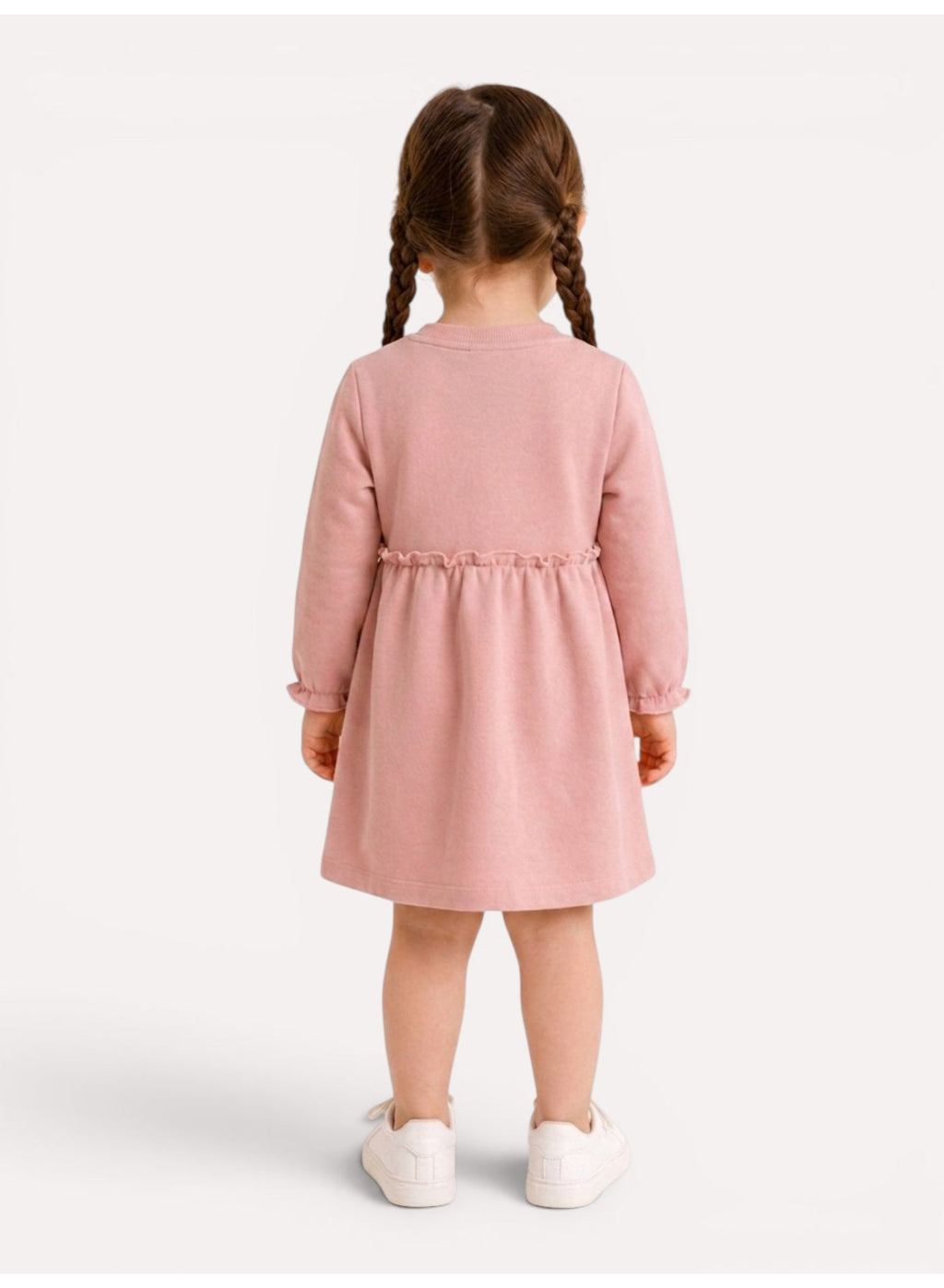 Girls Ruffle Waist Long Sleeve Dress