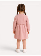 Girls Ruffle Waist Long Sleeve Dress