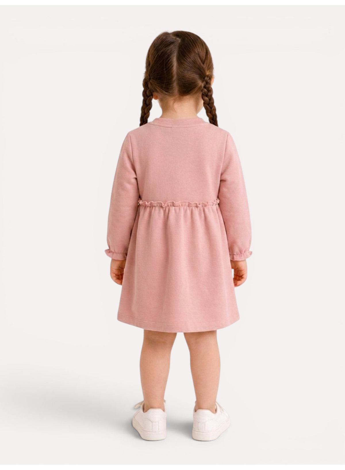 Girls Ruffle Waist Long Sleeve Dress