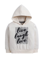 Girls Œlive Laugh Love” Glitter Fleece Hoodie “ Cream
