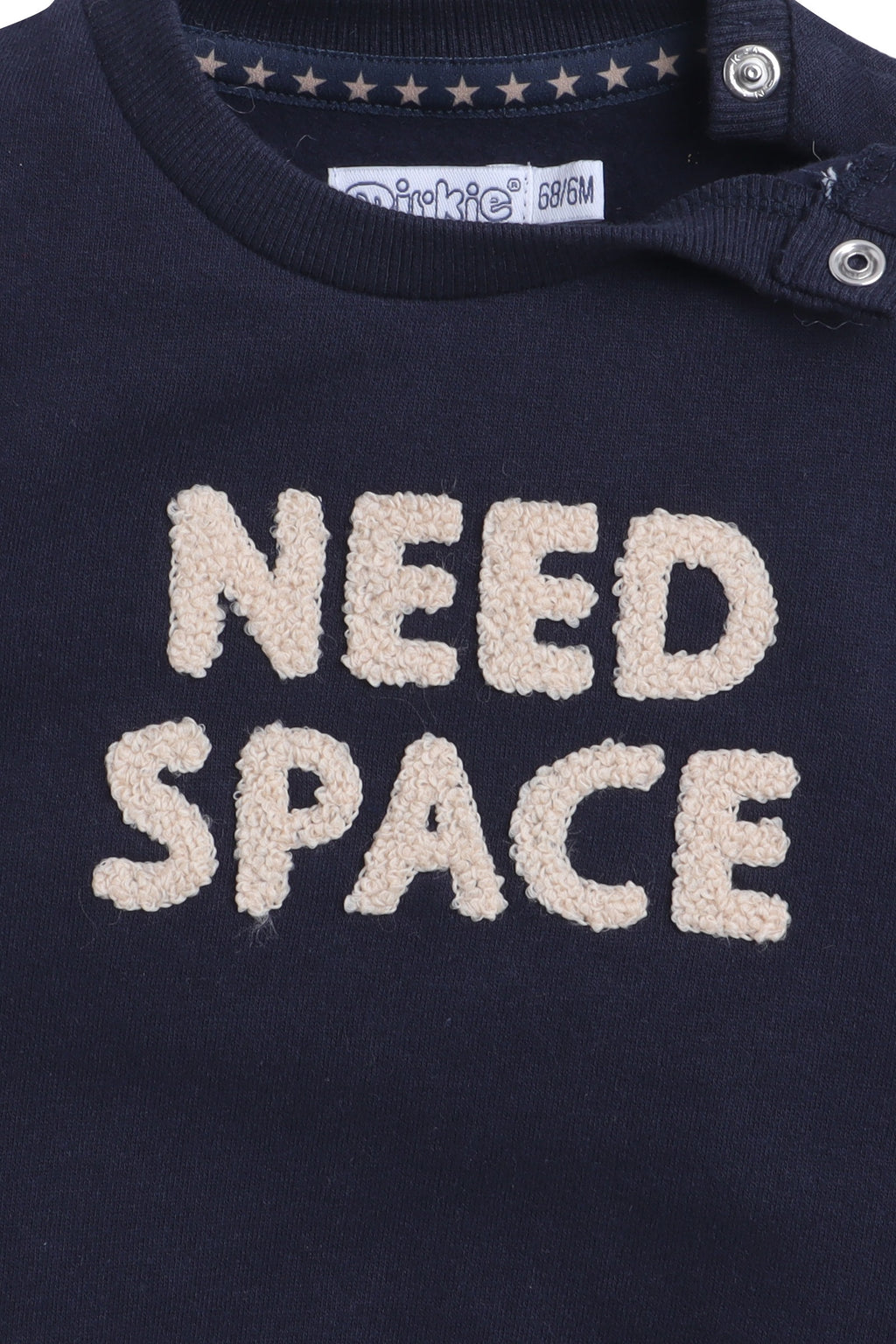 Dirkje Need Space Embroidered Full Sleeves Sweatshirt With Joggers Set - Navy/White