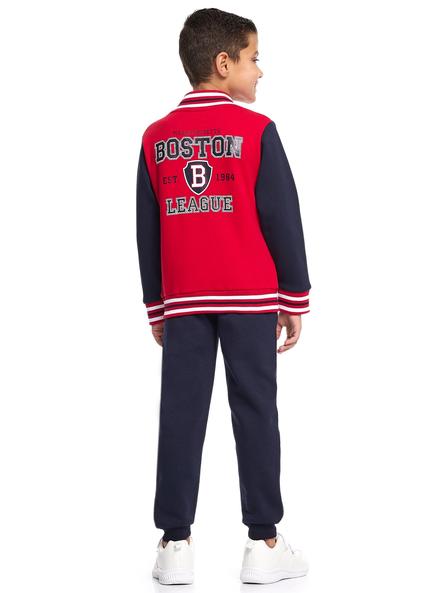 Boys’ 2-Piece Zipper Jacket & Jogger Set – Warm Fleece Outfit with Collar & Side Pockets