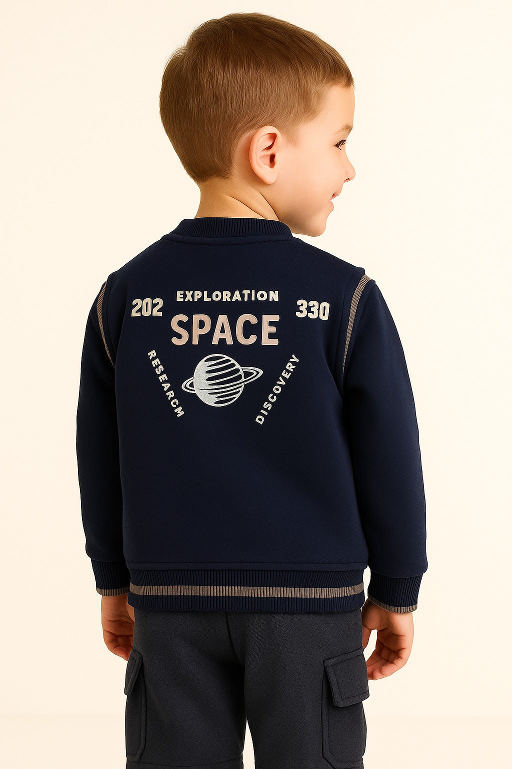 Boys Space Club Varsity Fleece Jacket – Navy