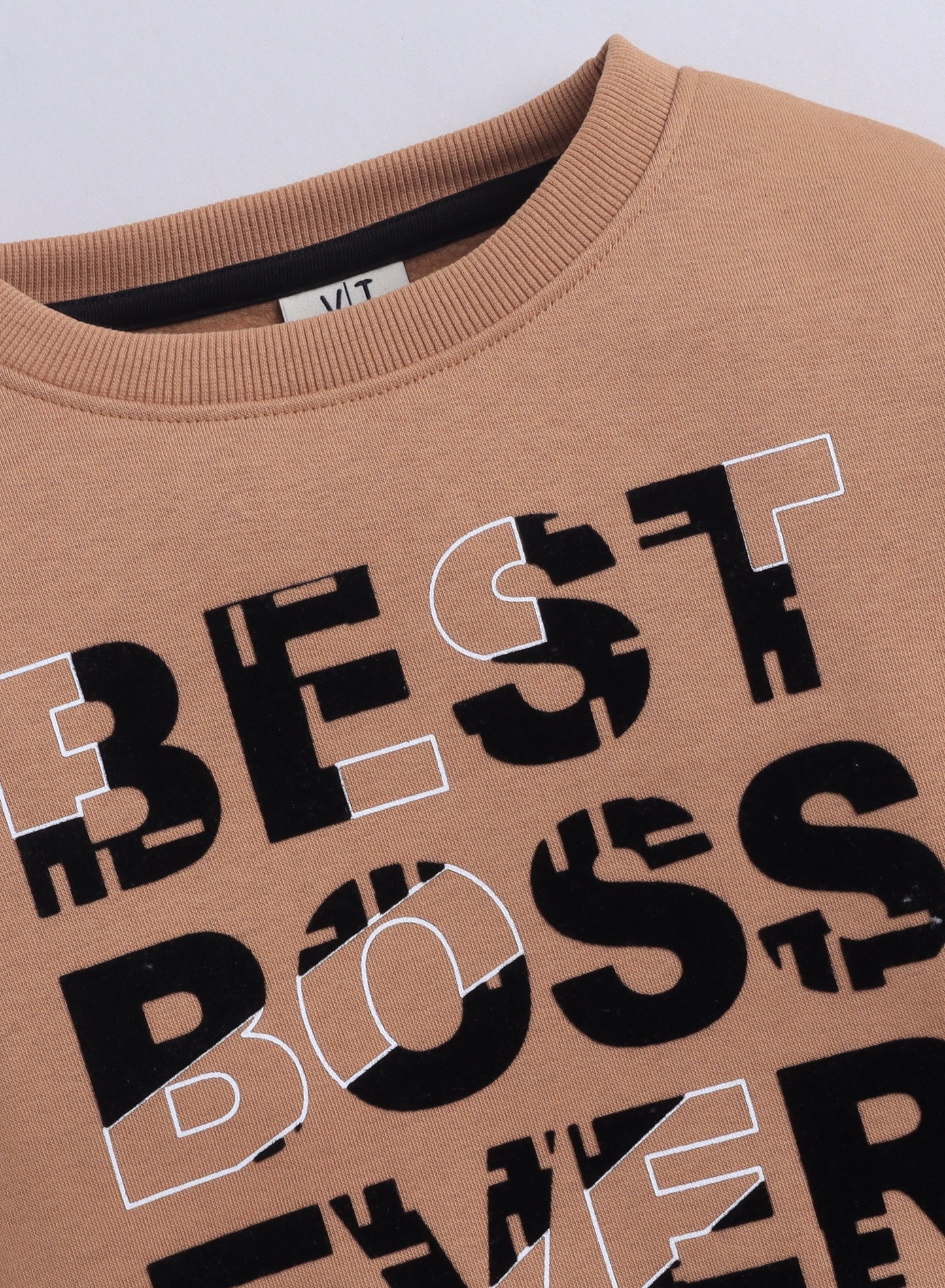 Boys' Brown "BEST BOSS EVER" Graphic Sweatshirt