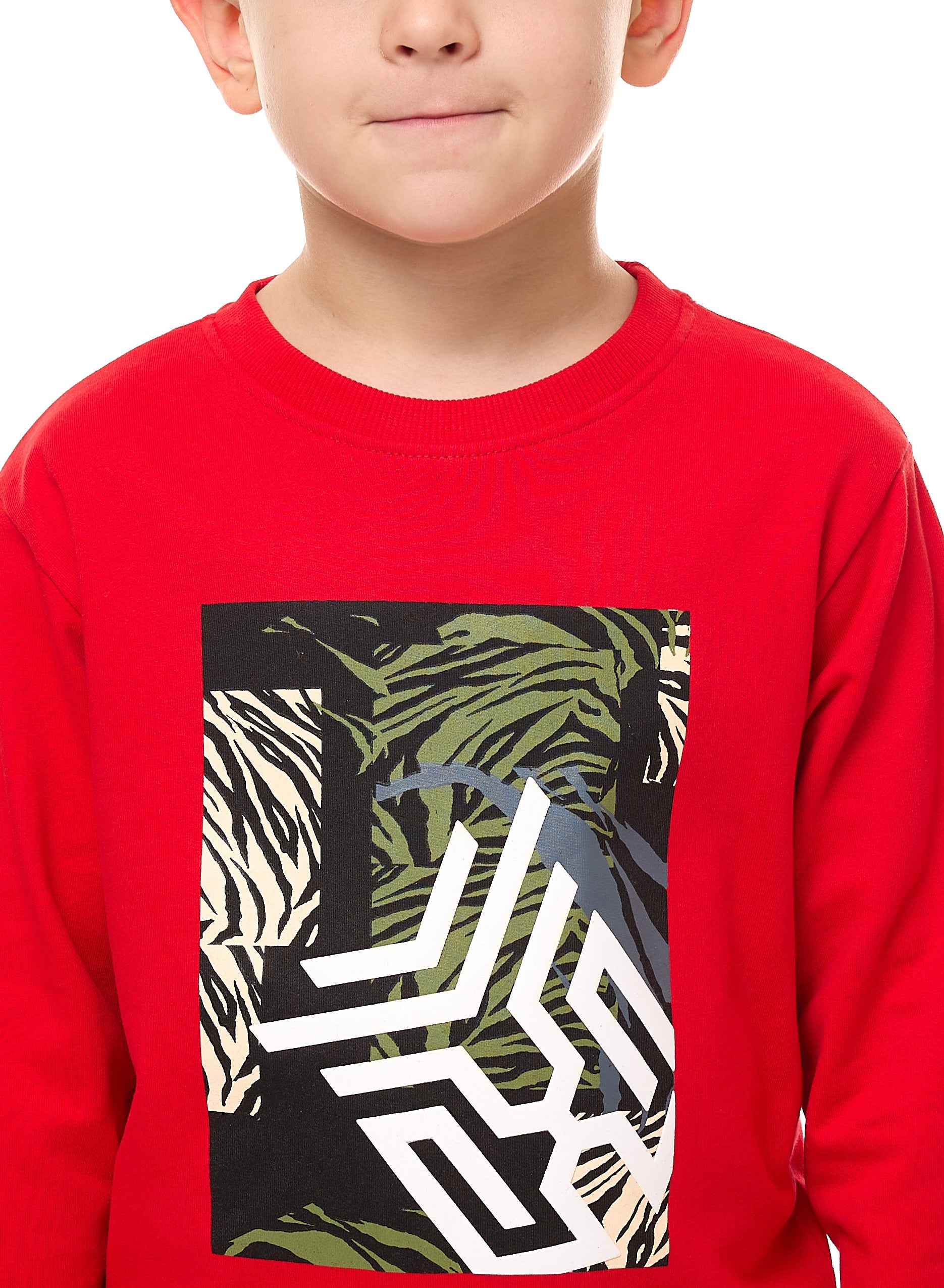 Boys' 2-Piece Sweatshirt And Jogger Set Red-Navy