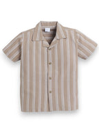 Victor And Jane Boys' Casual Cotton Shirt & Shorts Set “ Short Sleeve Outfit - Beige