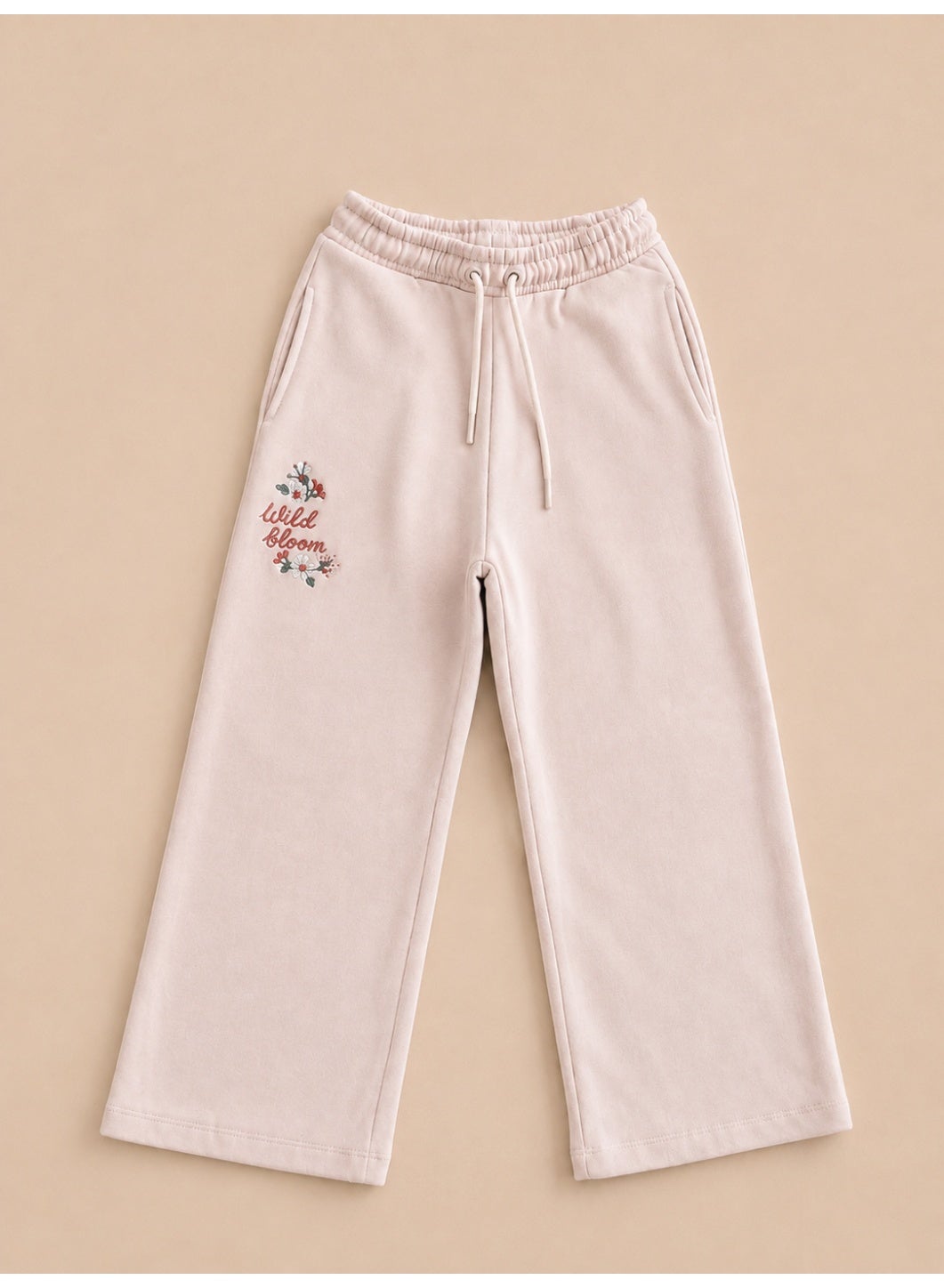 Girls Floral Detail Full Zip Sweatshirt Hoodie and Wide Leg Pants Set