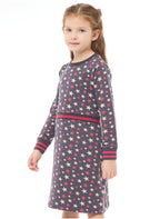 Silver Print Star Dress With Matching Waist Rib- Girls Dress