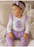 Baby Girls Long Sleeve Bodysuit and Tulle Skirt Leggings Set with Socks and Headband (4-Piece)
