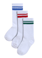 3 Pairs Textured Crew Length Sports Socks