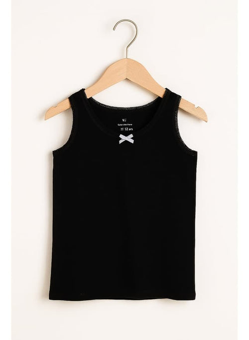 "3-Pack Girls' Cotton Vests “ Neutral Basics In Black, White & Grey "