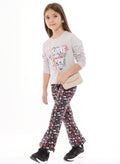 Embellished Top And Printed Flared Legging - Set