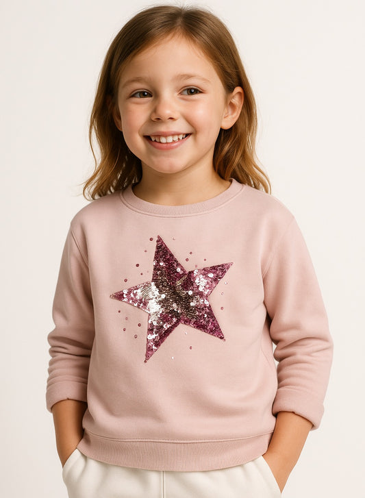 Girls’ – Star Print Sweatshirt | 100% Cotton