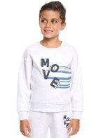 Victor And Jane Cotton Move Graphic Full Sleeves Sweatshirt & Joggers Co-Ord Set - White