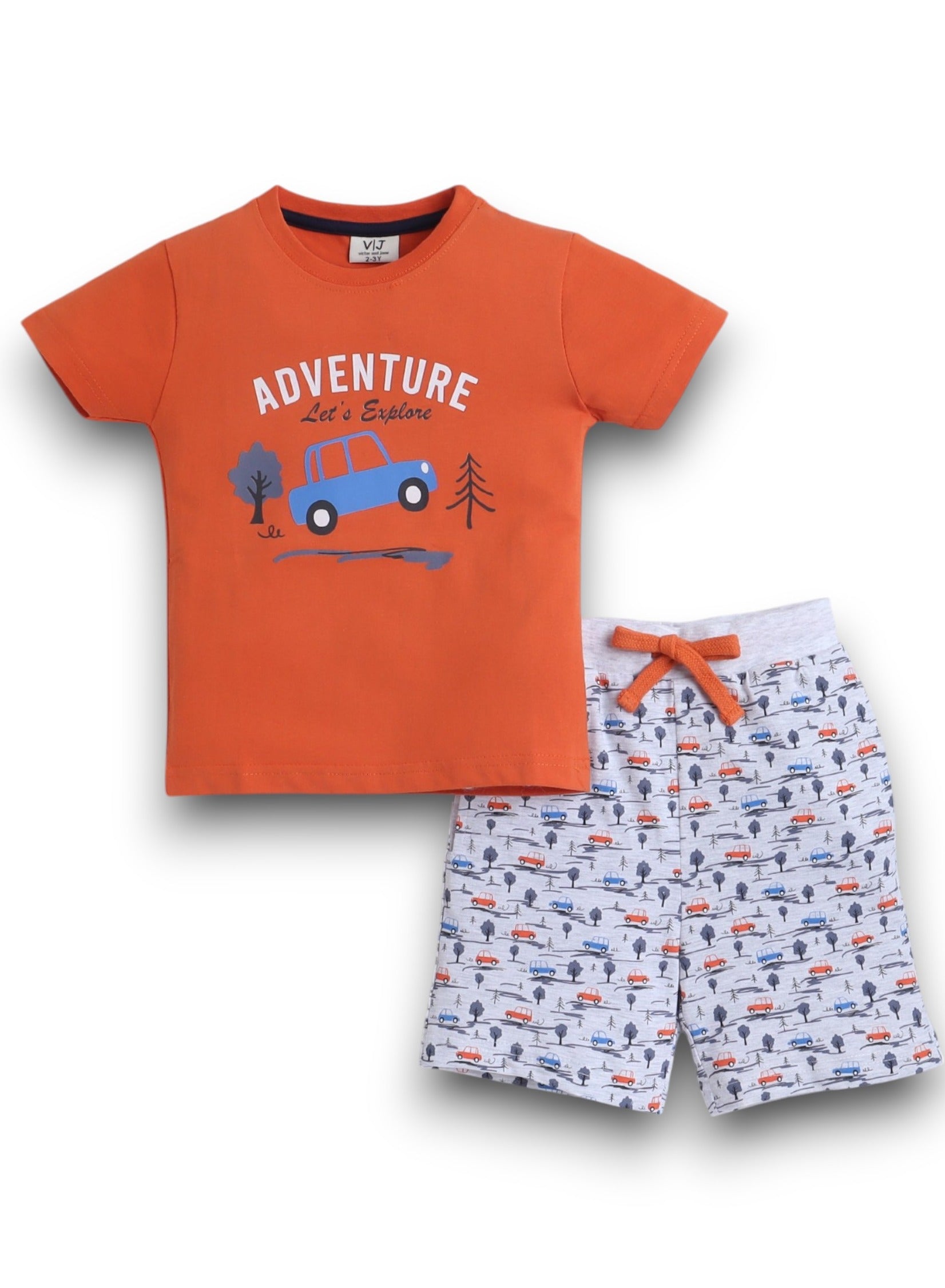 Victor And Jane - Printed T-Shirt And All-Over Printed Shorts Pyjama Set