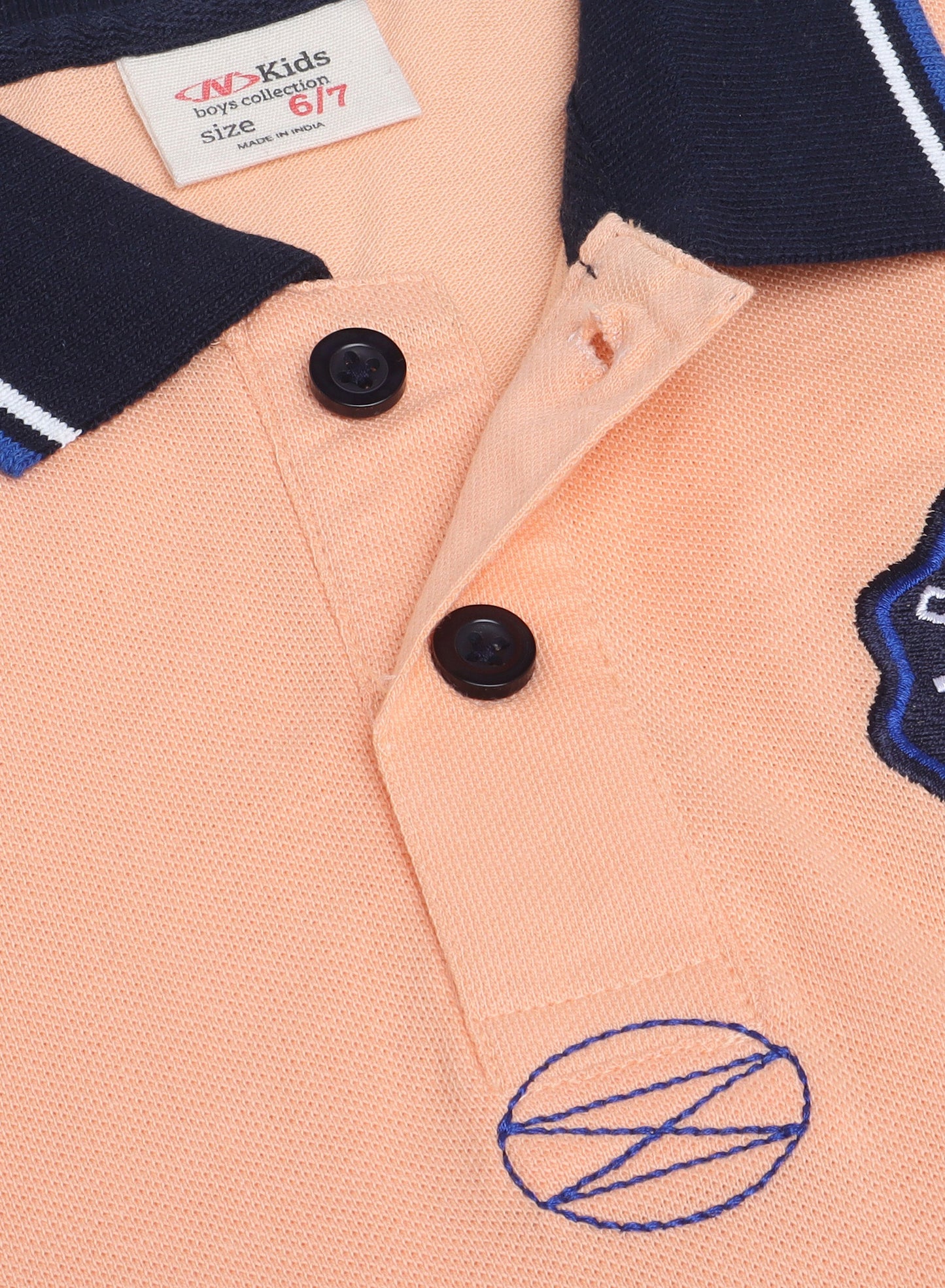 Victor & Jane Junior Boys' Polo T-Shirt – Orange colour with embroidered label detail