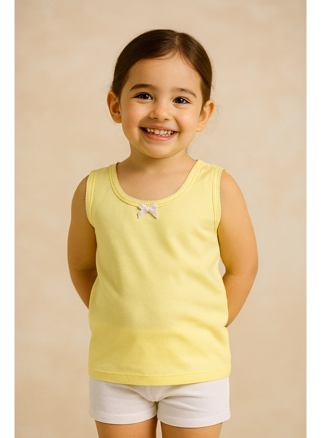 3-Pack Girls' Cotton Vests “ Pastel Soft Essentials In Pink, Yellow & Blue