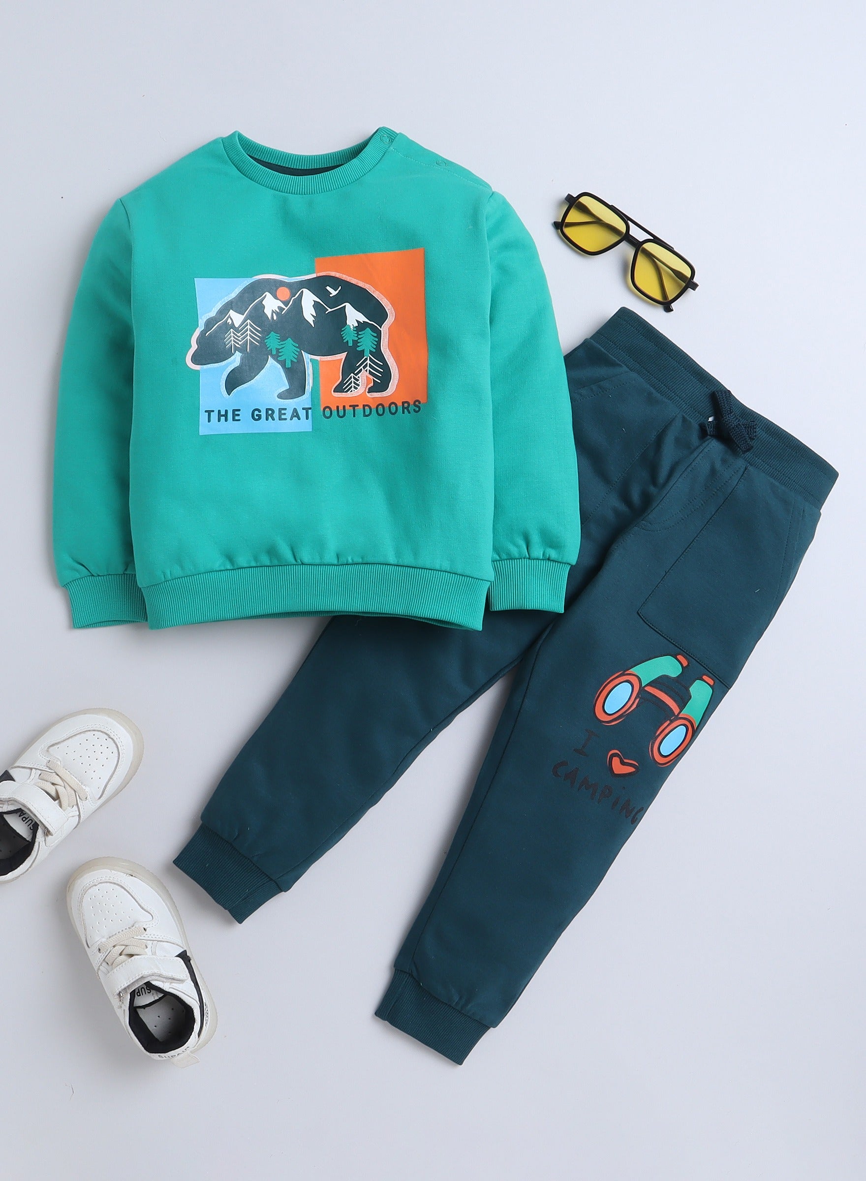 Boys' 2-Piece  -  Sweatshirt And  Jogger Set , (6Mo - 3Yrs ) Lt. Green-Dark Green