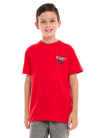 Victor and Jane Cotton Headphone Graphic T-Shirt & Shorts Set - Red & Grey