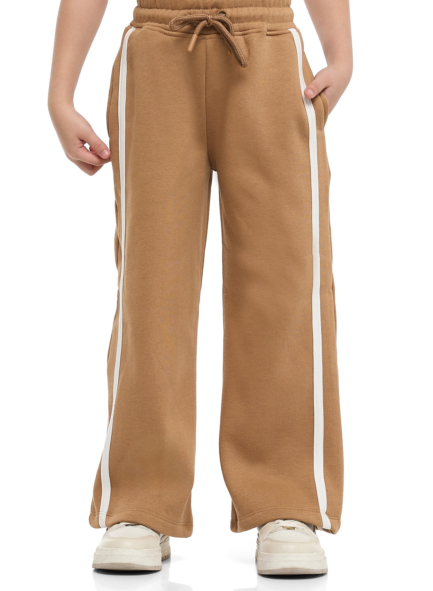 Girls Do It with Style Fleece Tracksuit – Cream & Brown 2-Piece Set