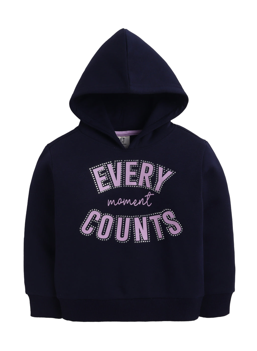 Girls Œevery Moment Counts” Fleece Hoodie “ Navy