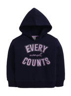 Girls Œevery Moment Counts” Fleece Hoodie “ Navy