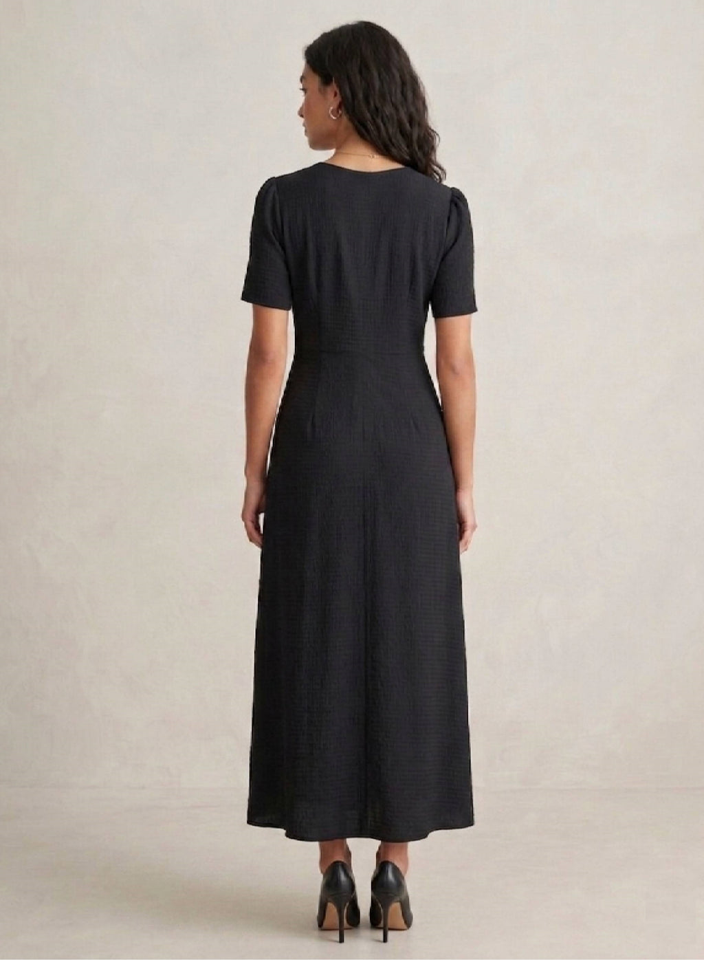 Black Textured Twist Front Maxi Dress For Women