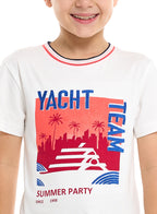 Victor And Jane Junior Boys' 2 Piece Sets With Matching Tshirt And Slogan Print Shorts And Elasticated Waist