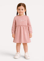 Girls Ruffle Waist Long Sleeve Dress