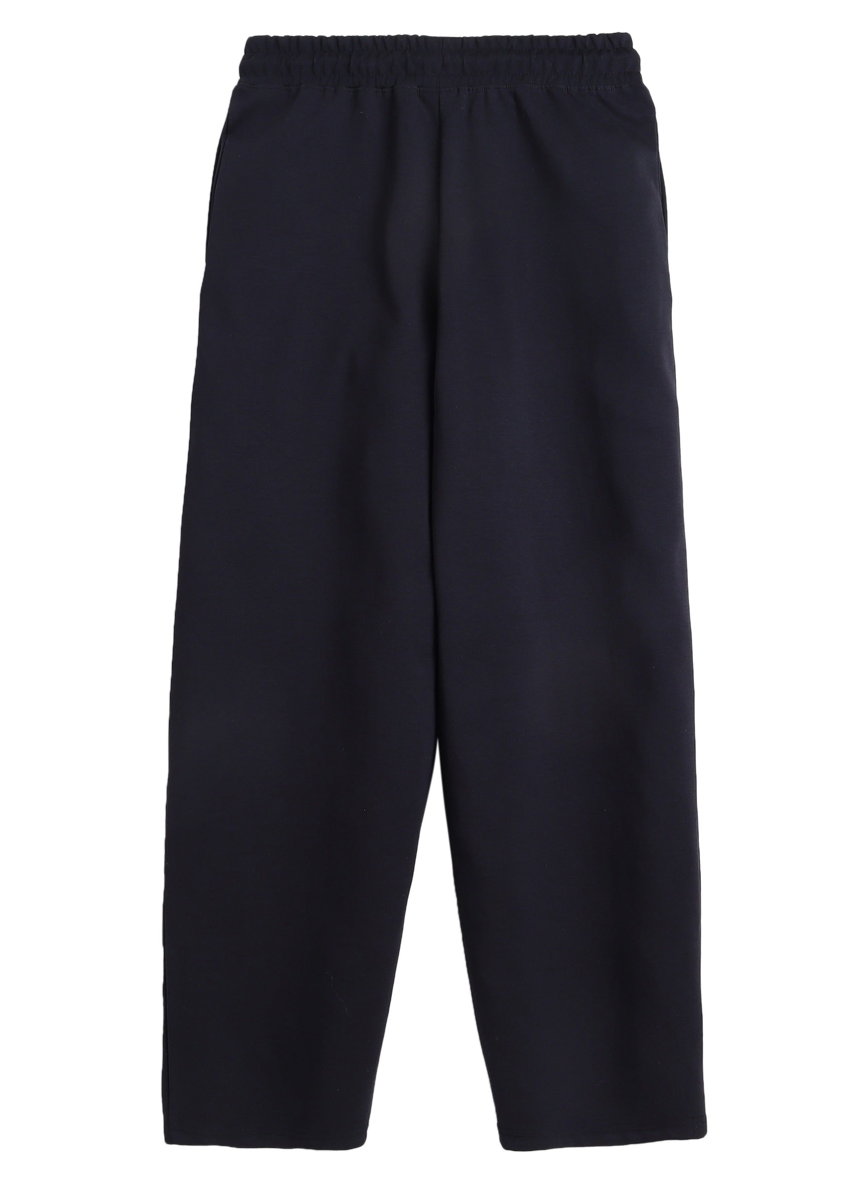 Black Straight-Leg Drawstring Joggers “ Cotton Interlock
