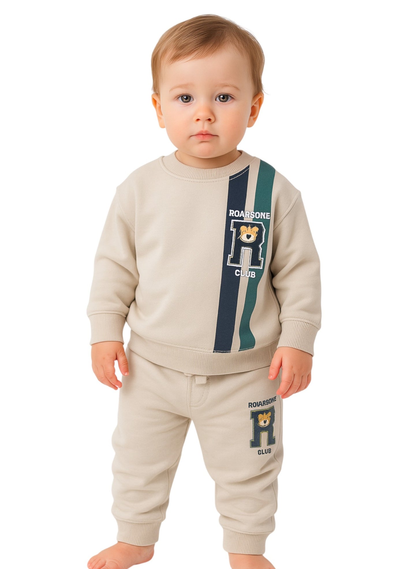 Baby Boys’ 2-Piece Fleece Set – “Roarsome Club” Sweatshirt & Joggers Set