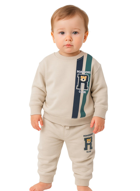 Baby Boys’ 2-Piece Fleece Set – “Roarsome Club” Sweatshirt & Joggers Set