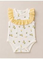 Baby Girls Lemon Print Bodysuit & Skirt Set with Sunglasses & Socks (4-Piece Set)