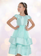 Chic Green Satin  Party Dress With Mesh & Decoration