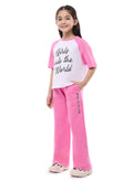 Victor And Jane Girls 2 Pc Set - Embellished Top With Matching Straight Pants With Detail