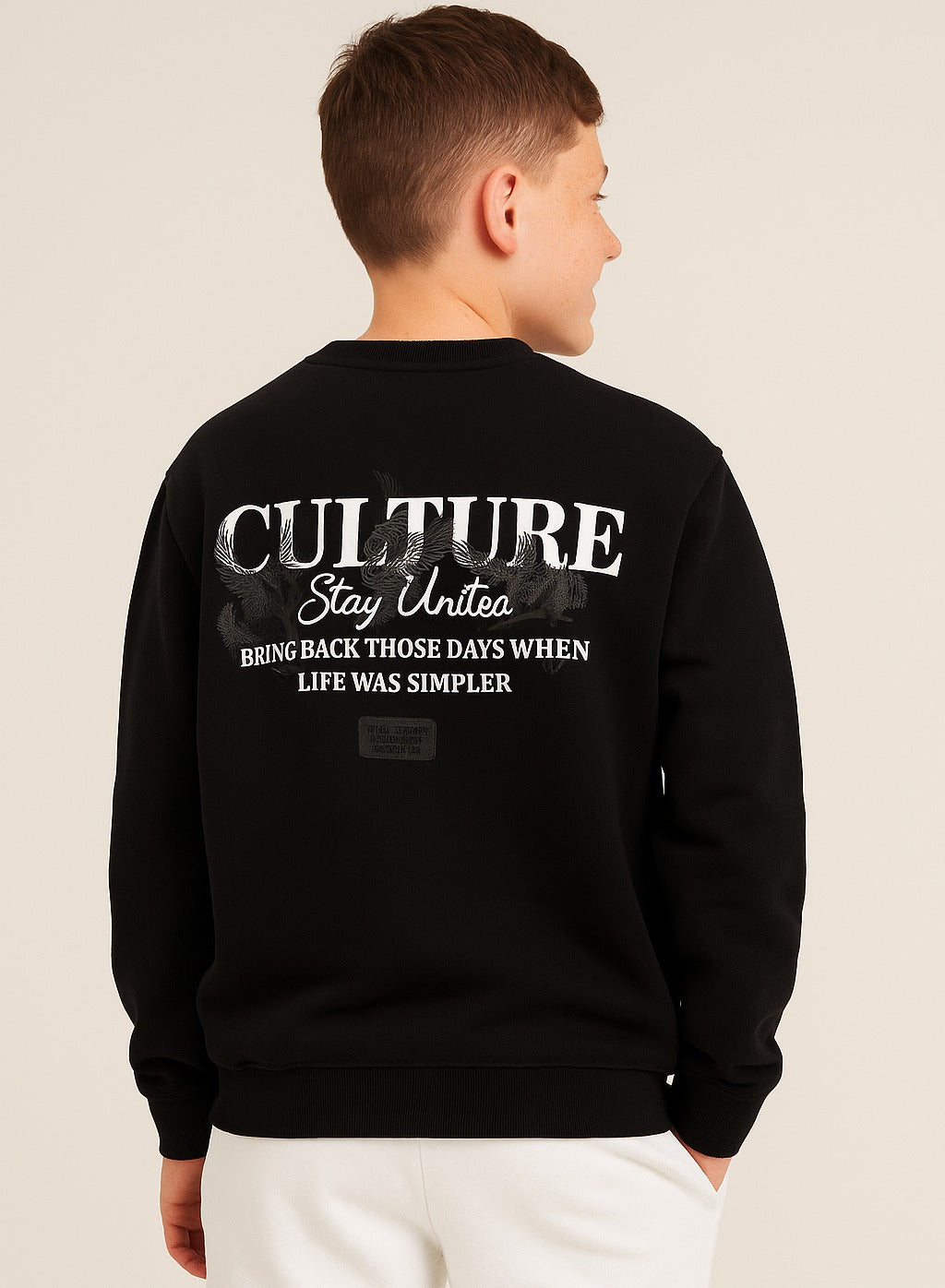 Boys' Black Œculture Stay United” Graphic Sweatshirt