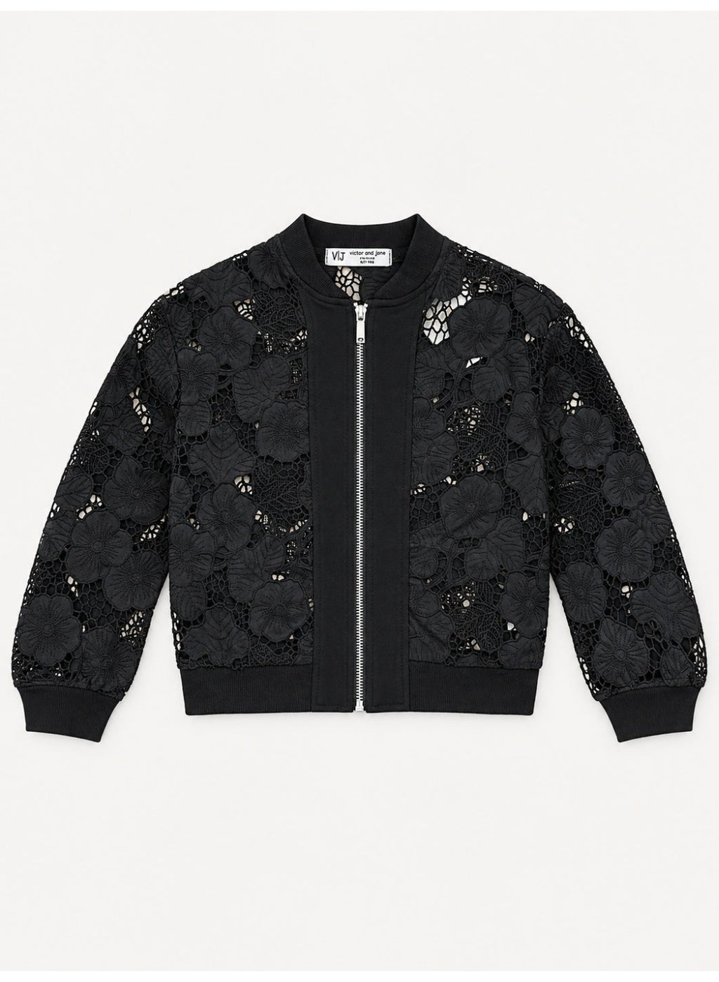 Girls Floral Lace full Zip Bomber Casual Jacket